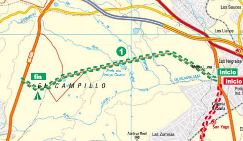 Mapa ruta hacia El Escorial