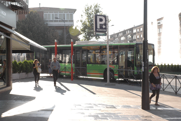 Parada de la Plaza de España que va a ser trasladada