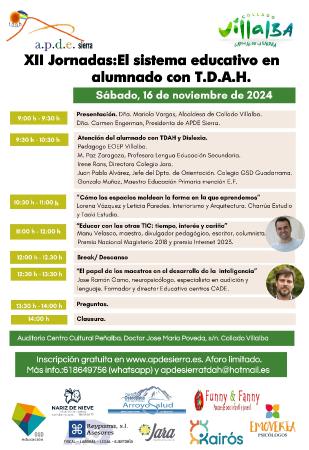 Este sábado se celebra la jornada “El sistema educativo en alumnado con T.D.A.H”