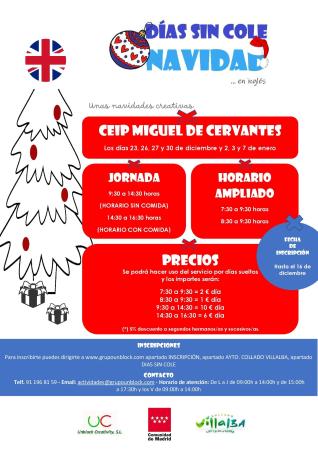 El colegio Miguel de Cervantes de Collado Villalba abrirá durante la Navidad para atender a los niños en los “Días sin Cole”