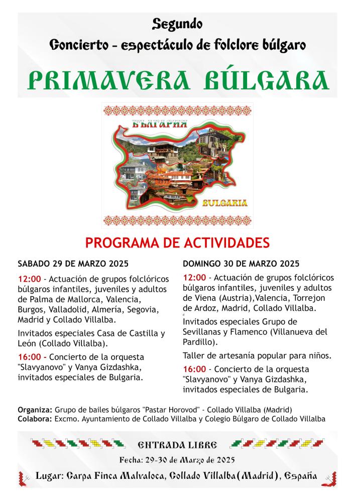 Imagen Este fin de semana se celebra en Collado Villalba el evento ‘Primavera búlgara’ con actividades musicales, folklore y artesanía