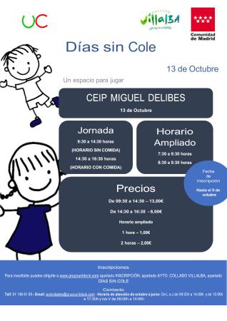 Imagen Un “Espacio para jugar” el próximo 13 de octubre dentro del Programa ‘Los días sin cole’ de Collado Villalba
