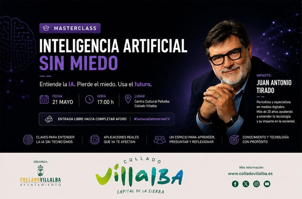 Imagen Masterclass sobre Inteligencia Artificial* impartida por *Juan Antonio Tirado* bajo el título *“Inteligencia Artificial Sin Miedo”
