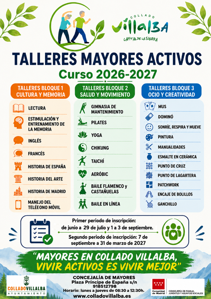 Imagen Collado Villalba abre el plazo de inscripción de los Talleres Mayores...