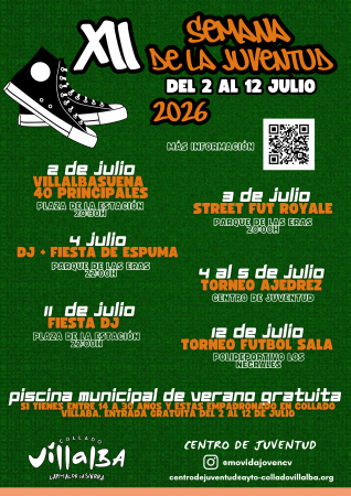 Imagen Música, deporte y ocio alternativo durante la XII Semana de la Juventud de Collado Villalba 2026, del 2 al 12 de julio