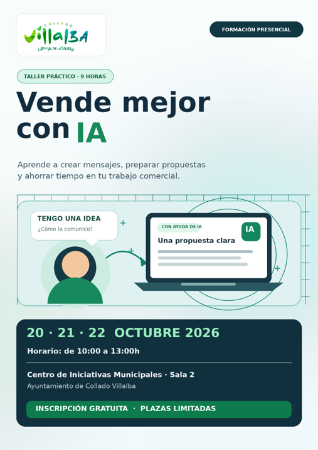 Imagen Taller ‘Vende mejor con IA’ del 20 al 22 de octubre en el Centro de Iniciativas Municipales